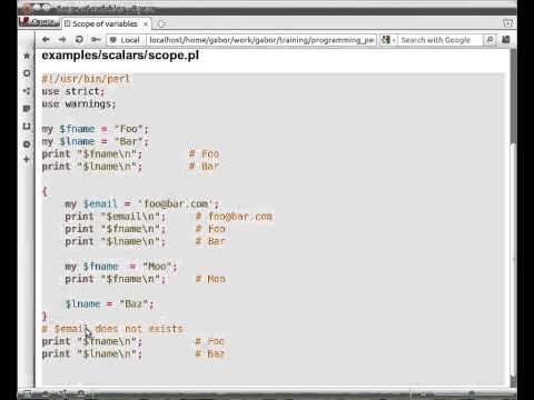 Beginner Perl Maven tutorial: 2.18 - Scope of variables