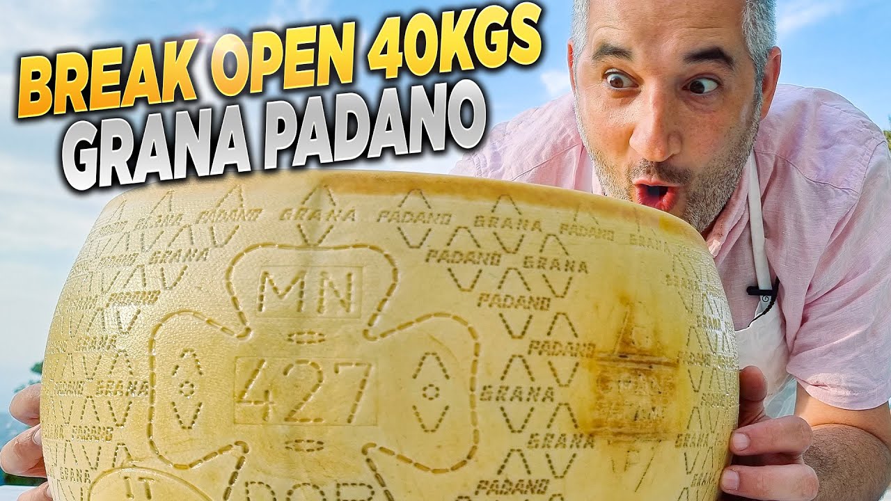 How to Break Open 40kgs CHEESE WHEEL Grana Padano | Vincenzo