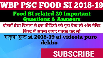 Food SI Top 20 Questions||VERY USEFUL INTERVIEW TOP 20 QUESTIONS & ANSWERS||
