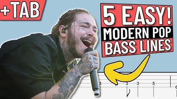 5 Absolute Beginner Bass Lines - Modern POP Edition (with TAB on Screen)