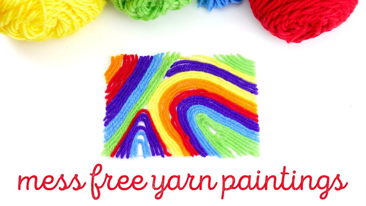 Yarn Art Paintings with Kids :: Use Yarn to Draw Images & Fill in