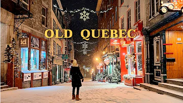 [4K]🇨🇦 Alice in Winter Wonderland⛄❄Midnight Snowfall in Old Quebec City🌟Dec. 2021