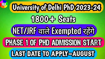 Delhi University PhD Admission 2023 | DU PhD Application Form 2023-24 | University of Delhi PhD 2023