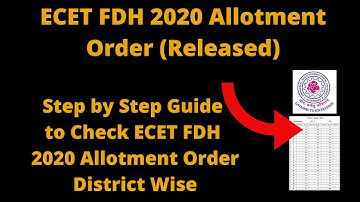 ECET FDH 2020 Allotment Order (Released) - How to Check ECET FDH 2020  Allotment Order District Wise