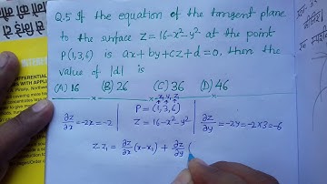 IIT JAM 2020 MATH Q.No.5(Tangent Plane)