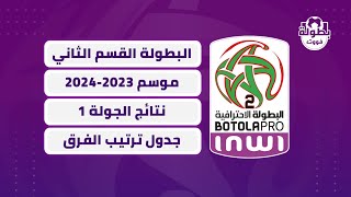 نتائج الجولة 1 و ترتيب البطولة المغربية القسم الثاني 2023-2024