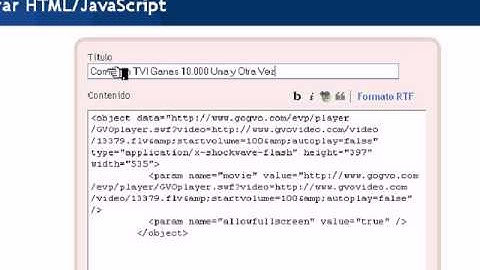 Insertar codigo  html de video en blogger.com