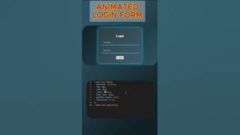 Animated Login Form using HTML & CSS 💻✨ | Modern UI Design #CSS #WebDesign #Shorts