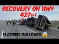 Flat bed roll over! Recovery on Canada's Highway 427