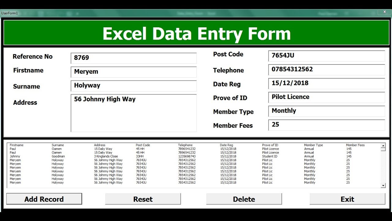 excel forms templates