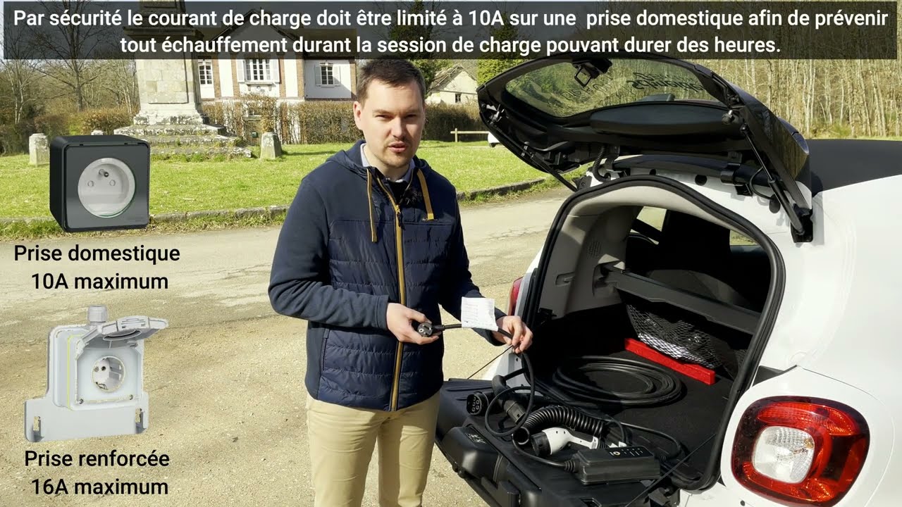 Recharge voiture électrique sur borne publique avec câble type 2