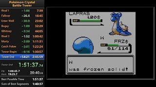 Pokémon Crystal Battle Tower speedrun in 1:57:57 (RTA)