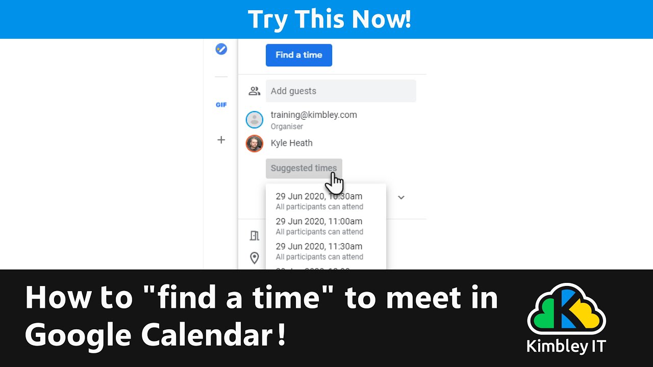 How to use find a time to meet in Google Calendar using Gmail sidebar