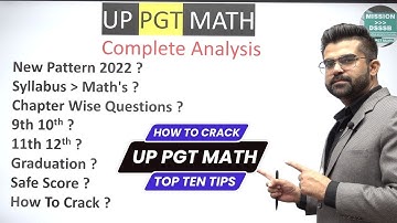 UP PGT Maths 2022 Complete Analysis | Safe Scores? | Syllabus | Chapter-wise Question
