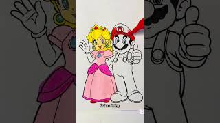 Coloring Princess Peach & Mario ❤️🎨👑 #shorts #peach #satisfying #relaxing #supermario #marioart Guide