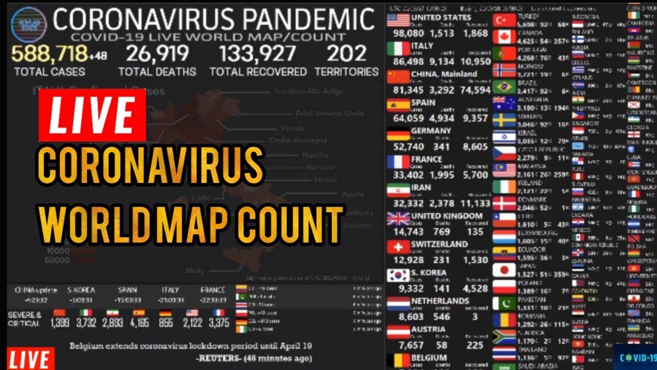 [LIVE] Coronavirus Pandemic: Real Time Counter, World Map, USA, ITALY, INDIA , CHINA, UK