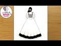 girl in traditional dresses drawing / beautiful dresses drawing / girl drawing easy with pencil