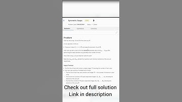 Symmetric Swaps || CodeChef Contest Solution Watch Now