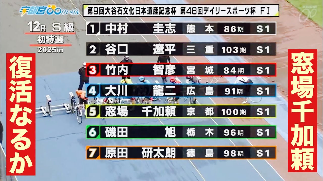 宇都宮競輪 初日S級特選 復活なるか🔥 窓場千加頼🚀大谷石文化日本遺産・デイリー杯
