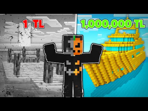 1TL VS 1,000,000TL TEKNE YAPI KAPIŞMASI! - MİNECRAFT