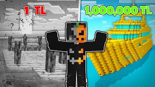 1TL VS 1,000,000TL TEKNE YAPI KAPIŞMASI!  MİNECRAFT