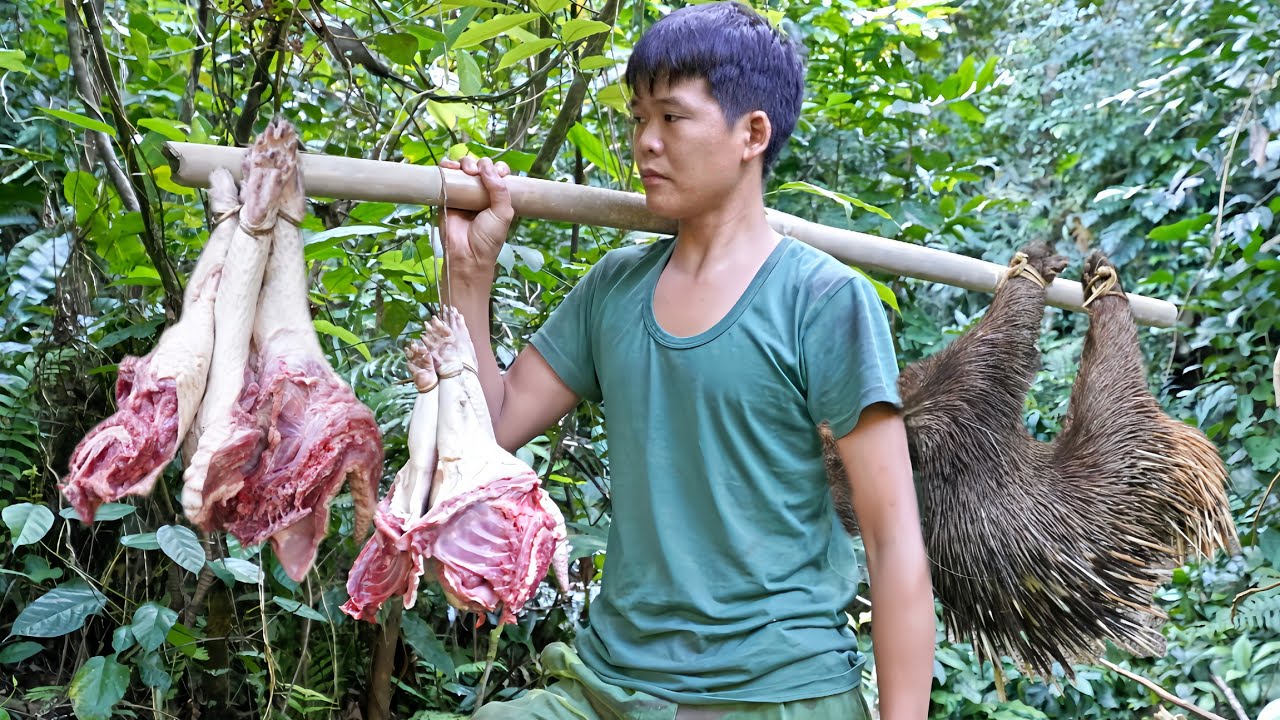 200 days of survival, wildlife tracks, traps, wild goats, stream fish, wild boars, wild hunting