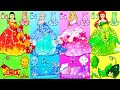 [🐾paper diy🐾] Blue Pink Green Yellow Disney Princess Dresses | Rapunzel Compilation 놀이 종이