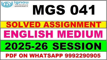 MGS 041 solved assignment 2025-26 in English || mgs 041 solved assignment 2026 || mgs41 2025-26