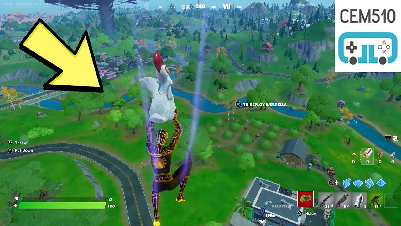 Fly with a chicken for 20 meters in a single flight Fortnite Avian Ambush Challenges