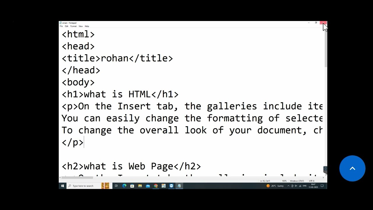 paragraph kaise bnaye web page m - YouTube