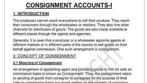 UNIT 15 CONSIGNMENT I NOTES OF BCOC 131 FINANCIAL ACCOUNTING IGNOU