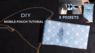 Easiest Way😱 To sew Side Sling Phone Case Bag With 3 Pockets✅ #bag #tutorial #sewing #phonecase