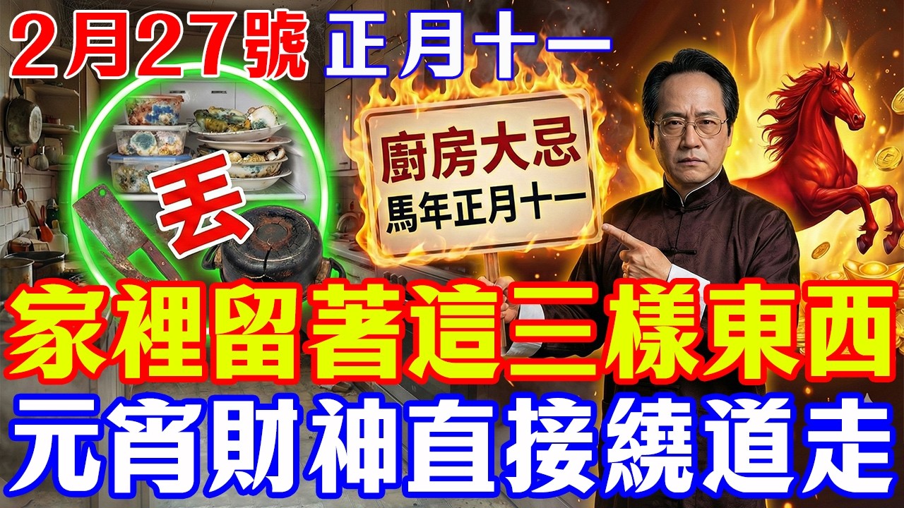 倪海廈：正月十一是死線！廚房若留「這3樣破爛」，2026火馬年必燒乾財庫！教你一招鎖財陣，全家暴富！#倪海廈#黃帝內經#養生#國學#易經#過年#開運#招財#補財庫#中醫#風水#2026運勢