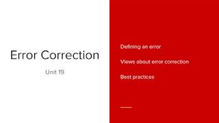 Unit 19   Error Correction