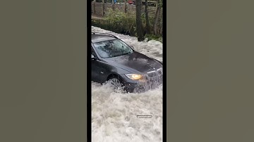 Listen To That Crunch…😂🤦🏻‍♂️ #Failed #Fullsend #Crazy #unbelievable #BMW #Stuck #Notts #Flooded