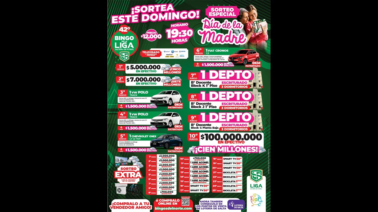 42° Bingo Liga Sorteo domingo 19 de Octubre de 2025 19.30h