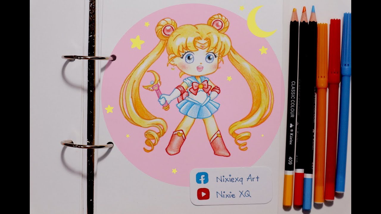 Sailormoon chibi_drawing with Kuelox color pencils. 