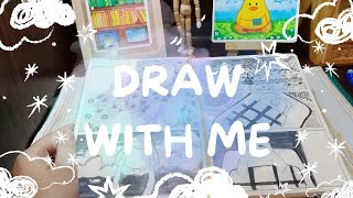 Art Vlog :sparkles:Draw With Me, Draw Mini Comic and Varnish My Postcard Painting Use Watercolor Wax