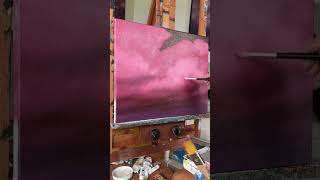 Painting pink clouds in oil #painting #landscape #clouds #howtopaint