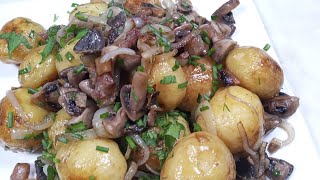 Как приготовить вкусно молодой картофель с грибами на сале | Божественная вкуснотень