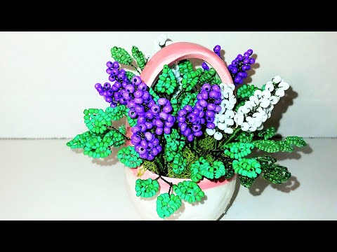 Beaded Lilac МИНИАТЮРНАЯ СИРЕНЬ из КРУПНОГО бисера МК от Koshka2015 - цветы из бисера бисероплетение