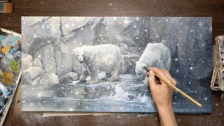 Time-lapse of &quot;Hide &amp; Seek&quot; by Akiane #shorts #polar bears#akiane