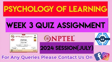 Psychology Of Learning Week 3 Quiz Assignment Solution | NPTEL 2024 (July) | SWAYAM 2024 |