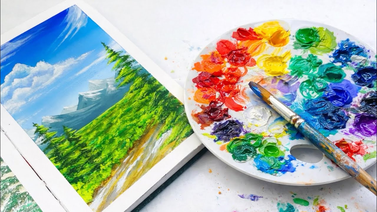 “Bringing Nature to Life 🎨 | Realistic Landscape Painting with Colors”