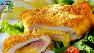 Cordon bleu from chicken breast. Potatoes with lard. How to cook a super tasty dish.