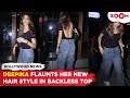 Deepika Padukone FLAUNTS her new hair style in a backless dress as she arrives for a dinner date