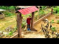 Build a gate fence with sand clay bricks cement and roof the gate with red corrugated iron