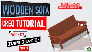 Designing 3D " WOODEN SOFA " in Creo7.0. Full tutorial video with detailed explanation. screenshot 3