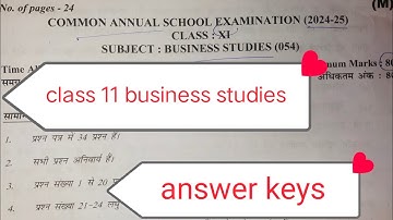 business studies paper solution 2025/ business studies answer key / morning shift/ class 11 / 3/3/25