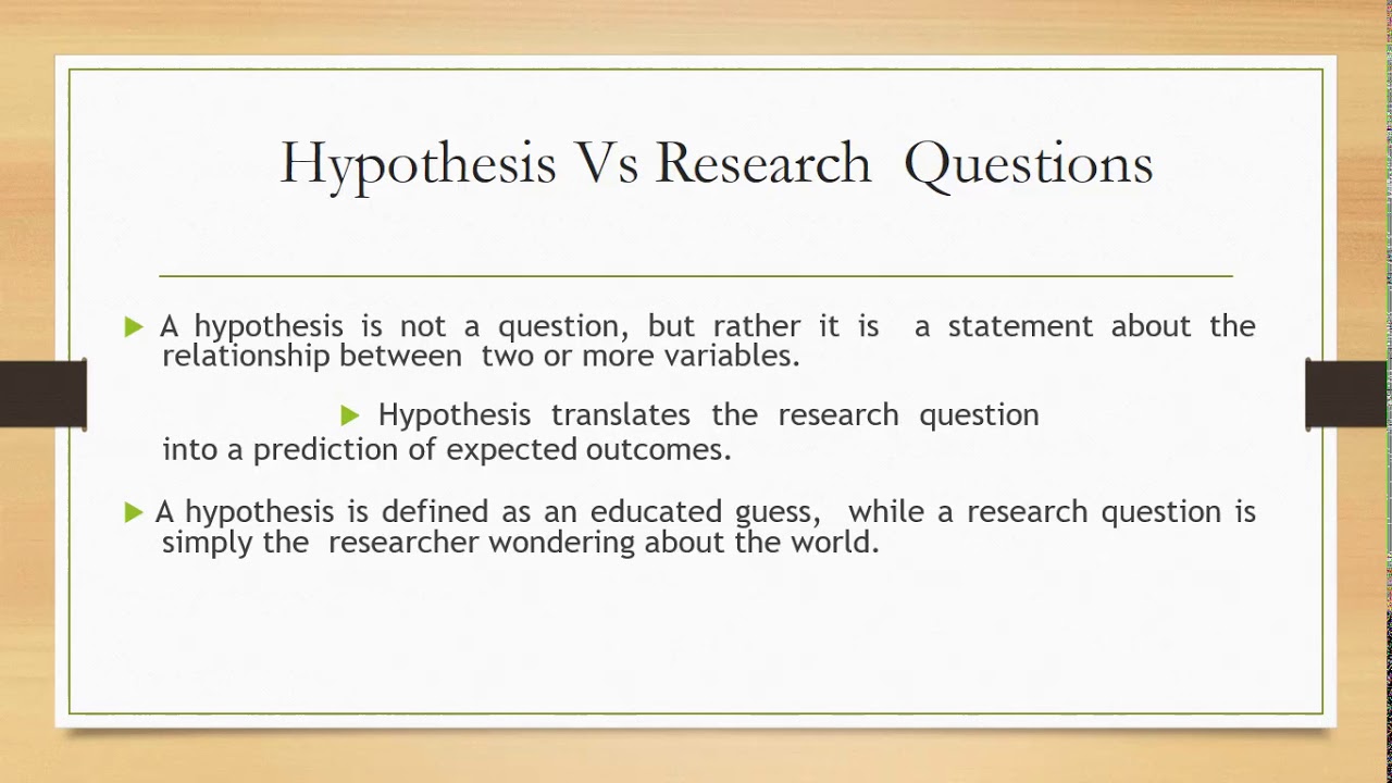 converting research questions into hypothesis